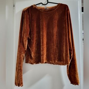 Asos Orange Rust Colored Velvet Crop Top